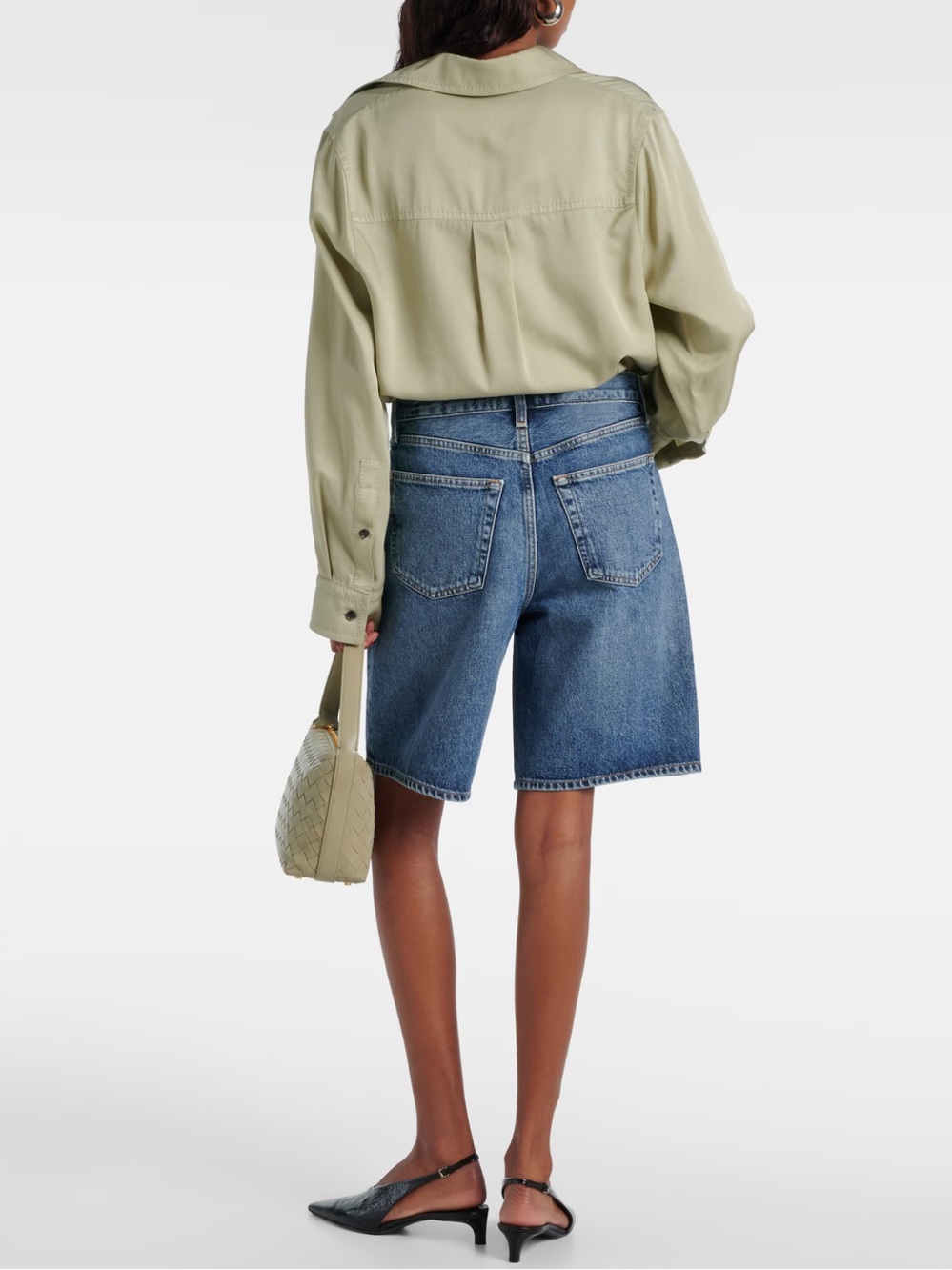 New! Agolde x Revolve Risha Low Rise Denim Bermuda Shorts Blue 💙 sz 23 runs big - Picture 2 of 16